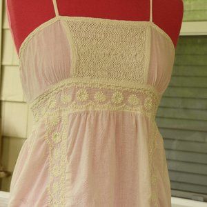 Kenar cream tank with crocheted detail